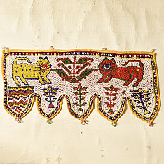 Prachin . प्राचीन  ❂ Gujrat Bead Work - Old & Antique Wall Hanging - Lion Motif