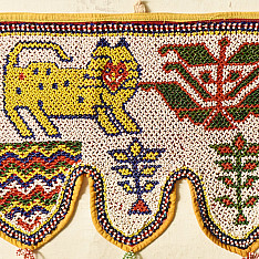 Prachin . प्राचीन  ❂ Gujrat Bead Work - Old & Antique Wall Hanging - Lion Motif