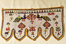 Prachin . प्राचीन  ❂ Gujrat Bead Work - Old & Antique Wall Hanging - Ganesh & Peacock Chakda