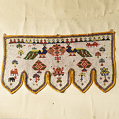 Prachin . प्राचीन  ❂ Gujrat Bead Work - Old & Antique Wall Hanging - Ganesh & Peacock Chakda