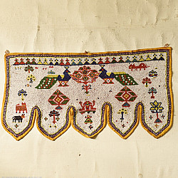 Prachin . प्राचीन  ❂ Gujrat Bead Work - Old & Antique Wall Hanging - Ganesh & Peacock Chakda