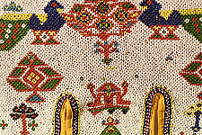 Prachin . प्राचीन  ❂ Gujrat Bead Work - Old & Antique Wall Hanging - Ganesh & Peacock Chakda