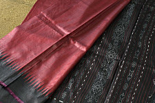 Kamakshi | Pure Tussar Silk Maroom Saree With Black Border