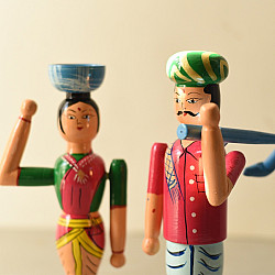 Etikoppaka | Wooden Toy ~ Farmer Couple (Set of Two)