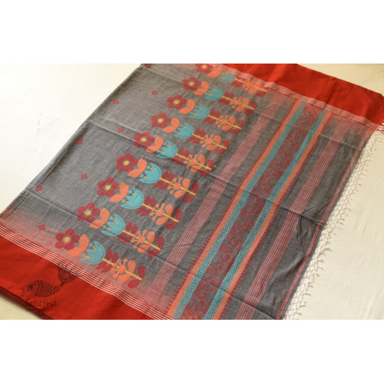 shop handloom pure cotton Grey Saree