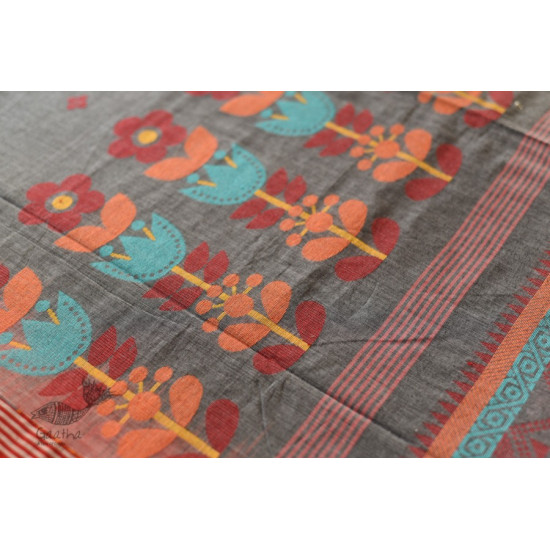 shop handloom pure cotton Grey Saree