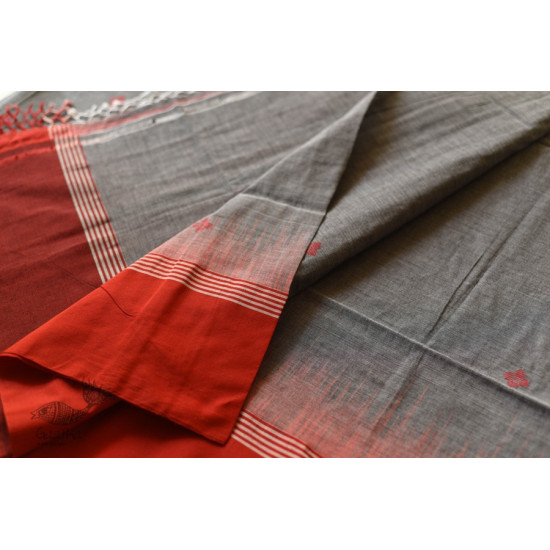 shop handloom pure cotton Grey Saree