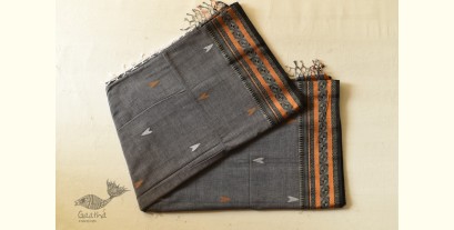 Casual Classics ❊ Handloom Cotton Grey Saree With Woven Border