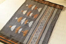 Casual Classics ❊ Handloom Cotton Grey Saree With Woven Border