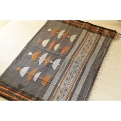 Casual Classics ❊ Handloom Cotton Grey Saree With Woven Border