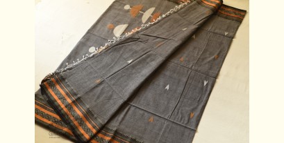 Casual Classics ❊ Handloom Cotton Grey Saree With Woven Border