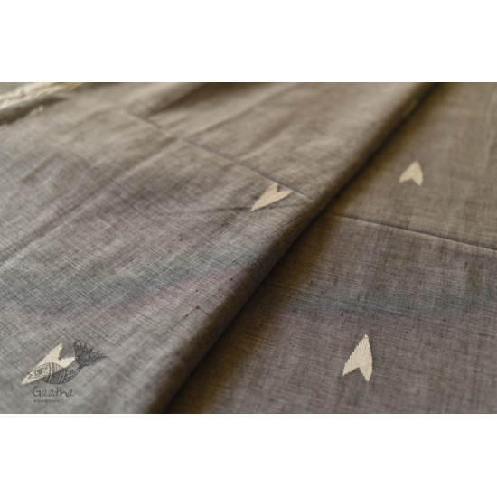 shop Handloom Cotton Grey Saree With Woven Border