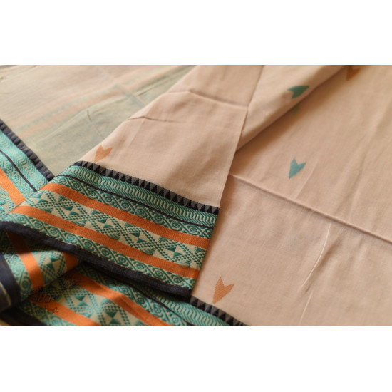 Handloom Cotton Off White Saree With Woven Border