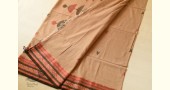 shop handloom pure cotton Almond Brown saree