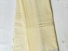 Damodar . दामोदर ~ Handwoven Cotton Dhoti & Khes - light yellow