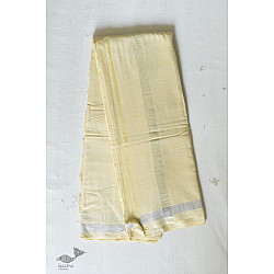 Damodar . दामोदर ~ Handwoven Cotton Dhoti & Khes - light yellow