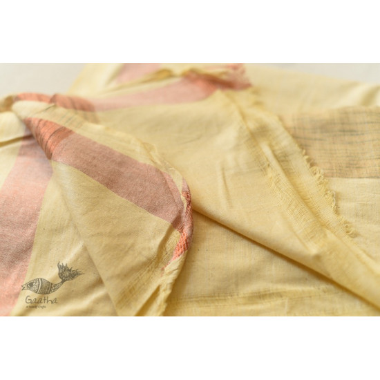 Handloom Cotton Dhoti & Khes Set - Yellow