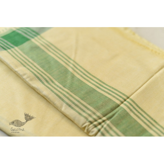 handwoven Cotton Dhoti & Khes Set - Yellow