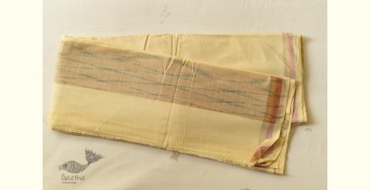 Damodar . दामोदर ~ Handloom Cotton Dhoti & Khes - Yellow with Zari Border