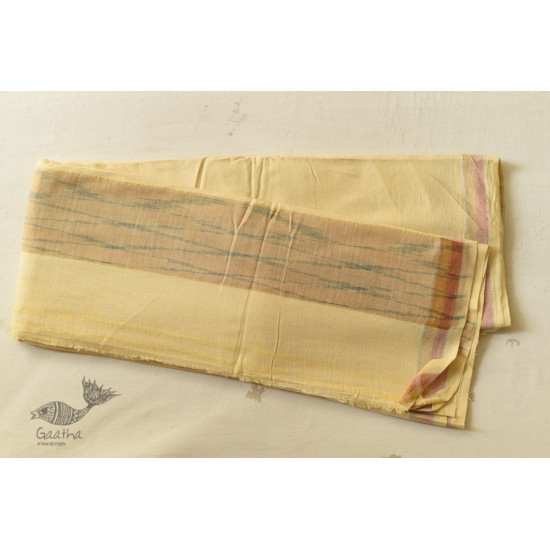 shop Handloom Cotton Dhoti and khes - Off White with zari Border