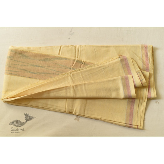 shop Handloom Cotton Dhoti and khes - Off White with zari Border