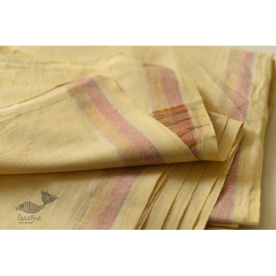 shop Handloom Cotton Dhoti and khes - Off White with zari Border