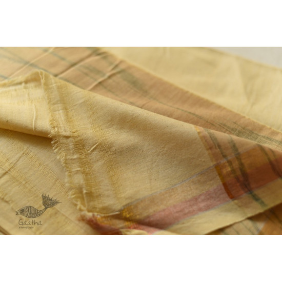 shop Handloom Cotton Dhoti and khes - Off White with zari Border