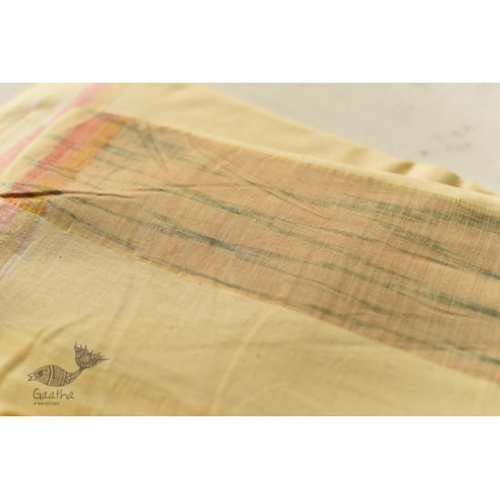 shop Handloom Cotton Dhoti and khes - Off White with zari Border