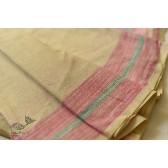 shop Handloom Cotton Dhoti and khes - Off White with Border