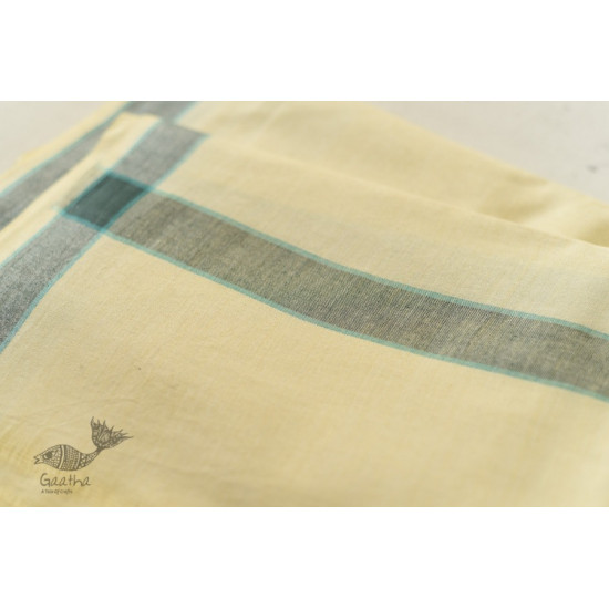 shop Handloom Cotton Dhoti and khes - Off White with Border