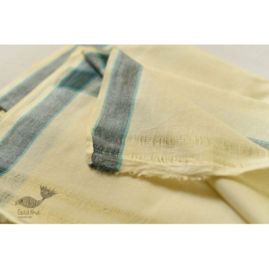 shop Handloom Cotton Dhoti and khes - Off White with Border