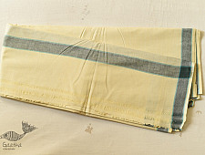 Damodar . दामोदर ~ Handloom Pure Cotton Dhoti & Khes - Light Yellow 