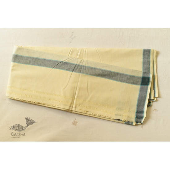 shop Handloom Cotton Dhoti and khes - Off White with Border