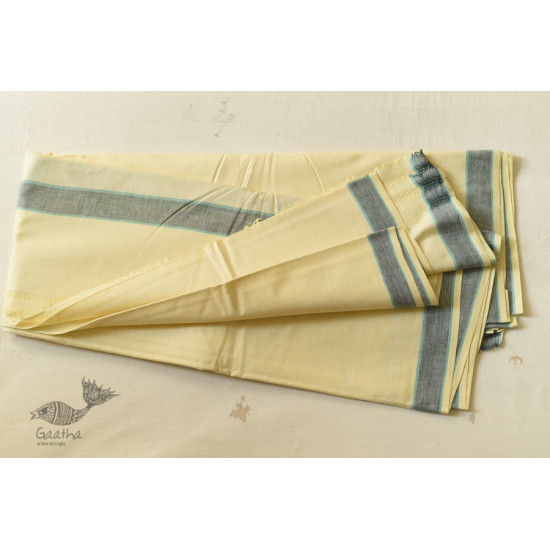 shop Handloom Cotton Dhoti and khes - Off White with Border