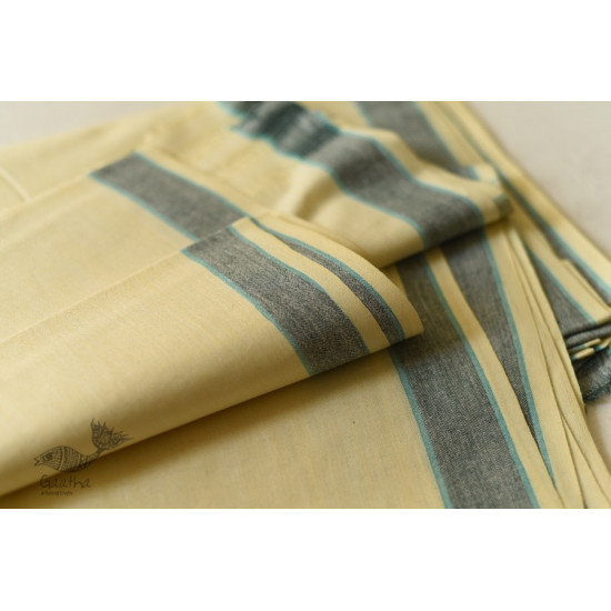 shop Handloom Cotton Dhoti and khes - Off White with Border