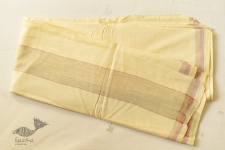 Damodar . दामोदर  ✹ Handwoven White Pure Cotton Dhoti & Khes- Yellow