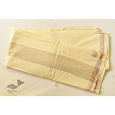 Damodar . दामोदर  ✹ Handwoven White Pure Cotton Dhoti & Khes- Yellow
