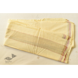 Damodar . दामोदर  ✹ Handwoven White Pure Cotton Dhoti & Khes- Yellow