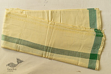 Damodar . दामोदर  ✹ Handwoven Pure Cotton Dhoti With Khes with Green Border