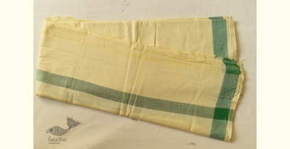 Damodar . दामोदर  ✹ Handwoven Pure Cotton Dhoti With Khes with Green Border