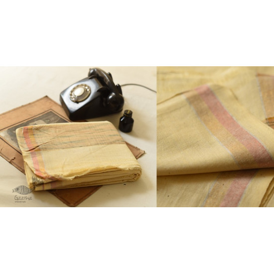 shop Handloom Cotton Dhoti and khes - Off White with zari Border