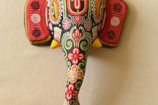 Pattachitra Mask ~ Hand painted Paper Mache ~ Ganesh (Black Background)