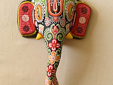 Pattachitra Mask ~ Hand painted Paper Mache ~ Ganesh (Black Background)