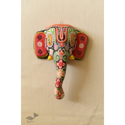 Pattachitra Mask ~ Hand painted Paper Mache ~ Ganesh (Black Background)