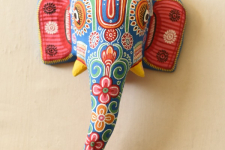 Pattachitra Mask ~ Hand painted Paper Mache ~ Ganesh (Blue Background)