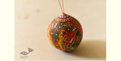 Pattachitra ~ Monkeys Hand Painted on Hanging Coconut 