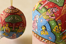 Pattachitra ~ Hand Painted Coconut Hanging - Panihari