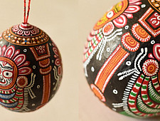 Pattachitra ~ Hand Painted Jagannath on Hanging Coconut 