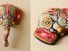 Pattachitra Mask ~ Hand painted Paper Mache ~ Ganesh (Black Background)