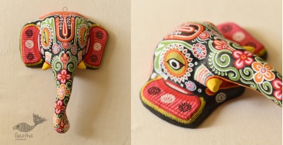 Pattachitra Mask ~ Hand painted Paper Mache ~ Ganesh (Black Background)